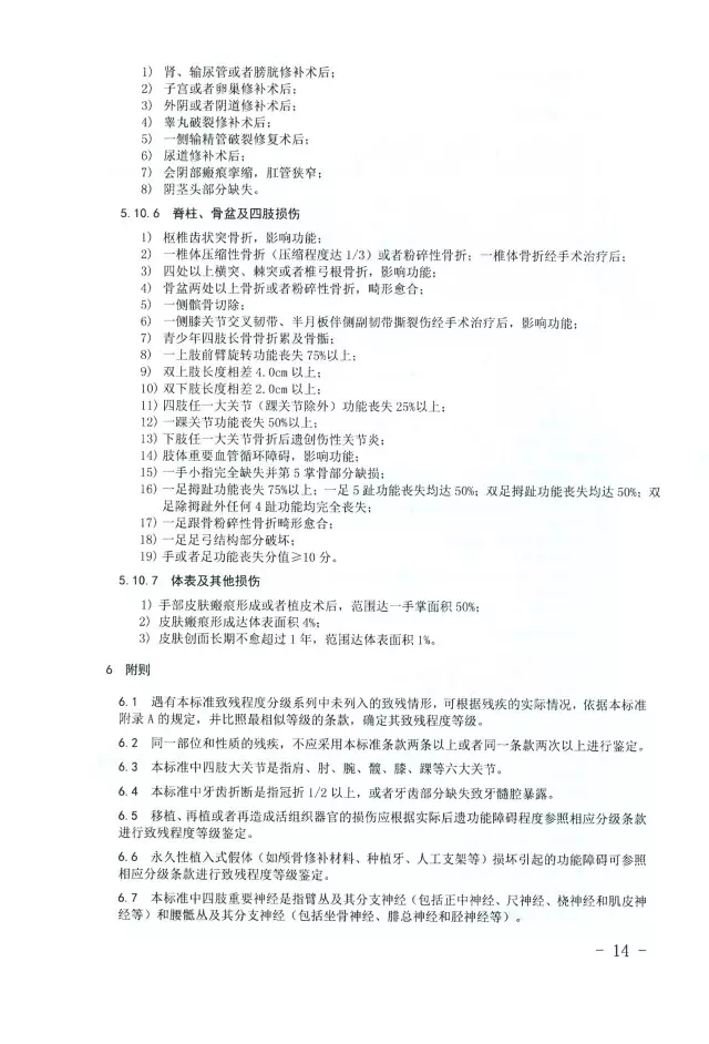 人體損傷致殘程度分級(jí)14